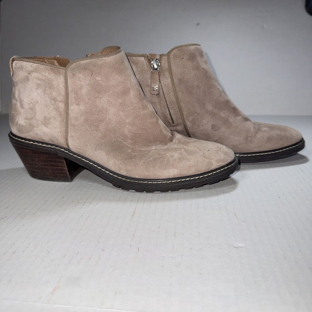Sam Edelman Pryce Suede Ankle Bootie Womens 8.5 Boots EUC Tan Zip
